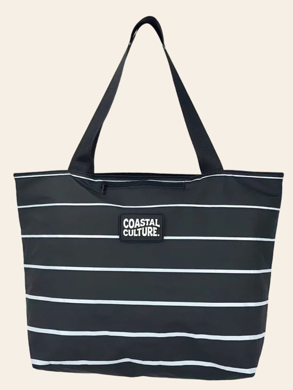 Everyday Tote Bag in Black Stripe - Coastal Culture - Beach Sunshine Sand Pool